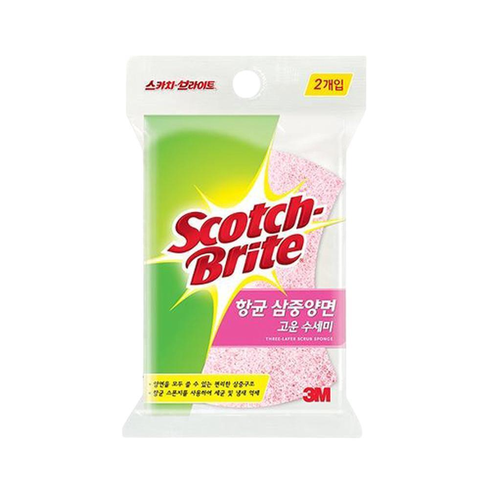 부드러운 설거지 스펀지 수세미 스크래치 방지 삼중양면 2개입