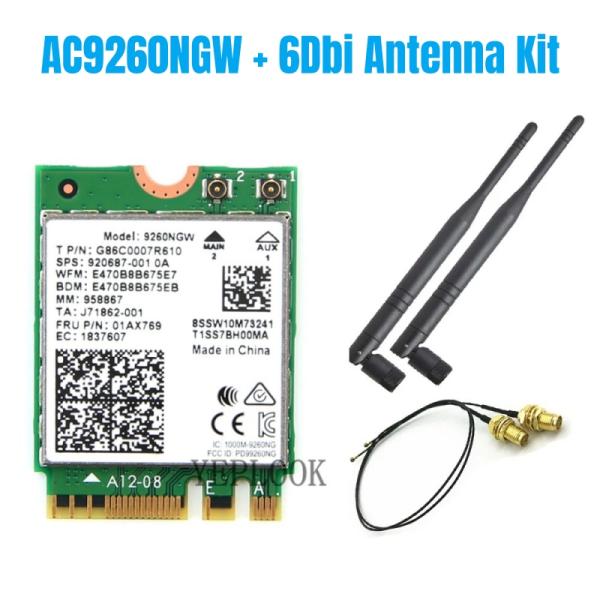 동글이 무선랜카드 듀얼 밴드 NGFF 블루투스 안테나 및 브래킷 키트 포함 AC9260NGW WiFi 5 카드 1730Mbps 네트워크 : 백억부자할미