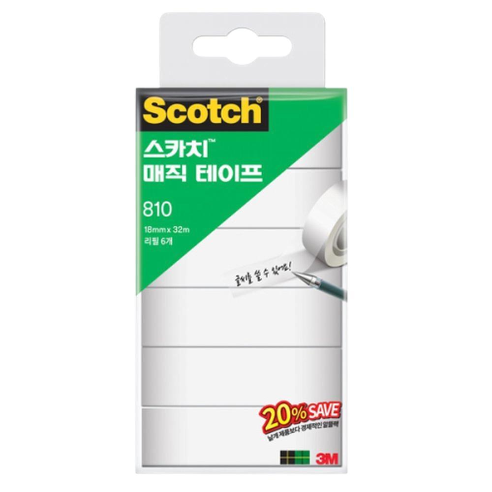 글씨 써지는 필기가능 테이프 반투명 리필 18mm x 32m, 6개