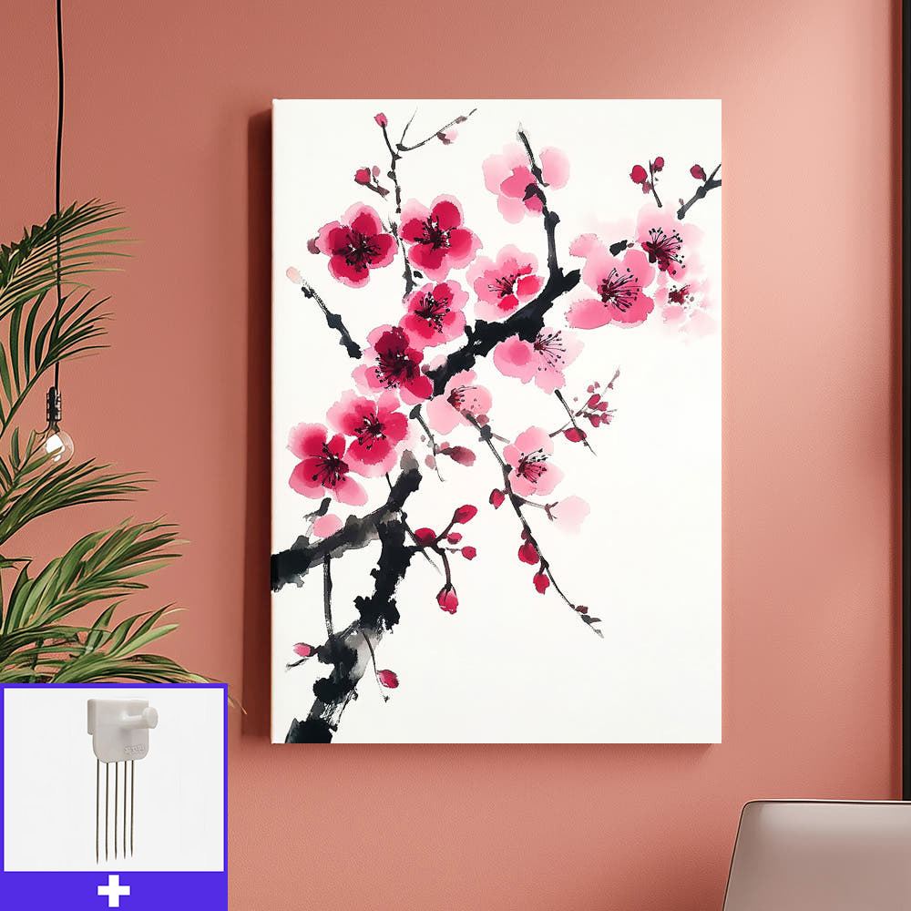 부귀매화 A3 캔버스 액자 매화그림 - 메인 이미지