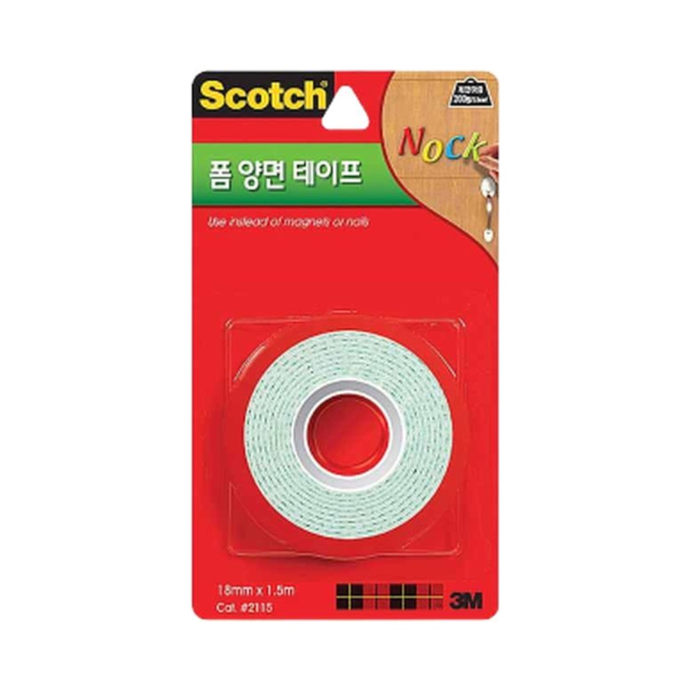강력접착 양면테이프 폼테이프 손으로찢는 소품부착용 18mm, 1개