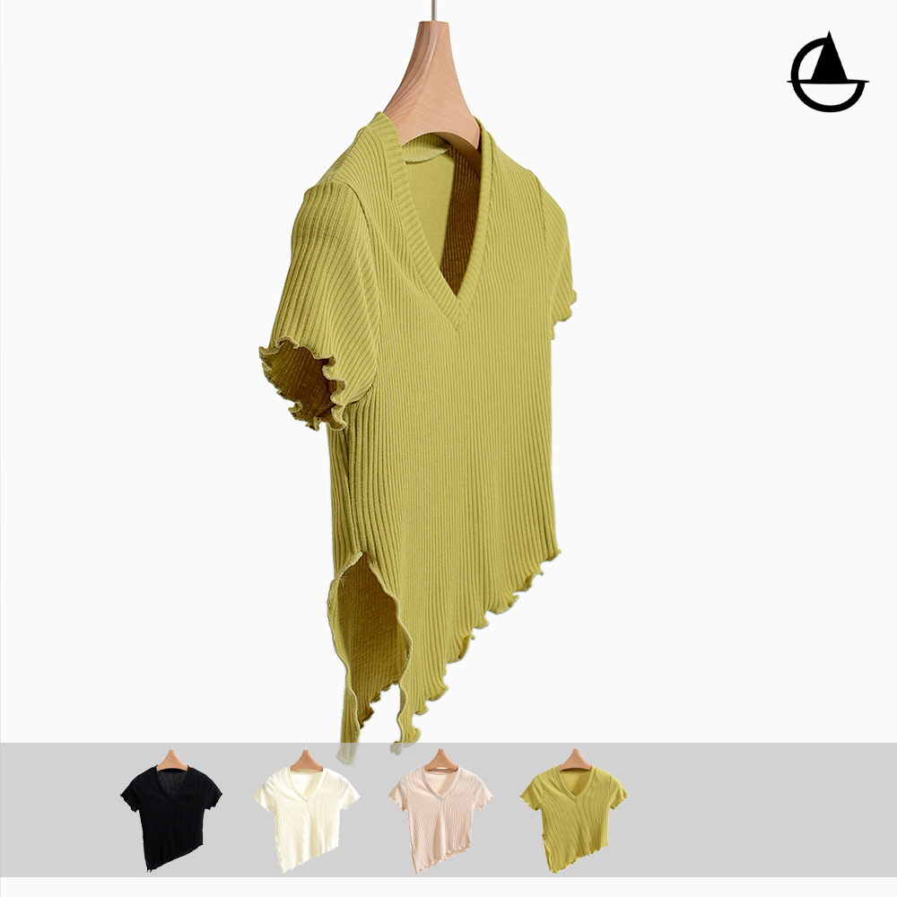 그리니치 날라리컷 골지 크롭탑 요가반팔티 필라테스복 - 상세 이미지 4