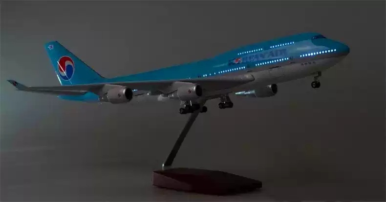 대한항공비행기모형 보잉 B747 여객기 다이캐스트 LED 조명 피규어 항공기 모델 장식품 - 상세 이미지 5