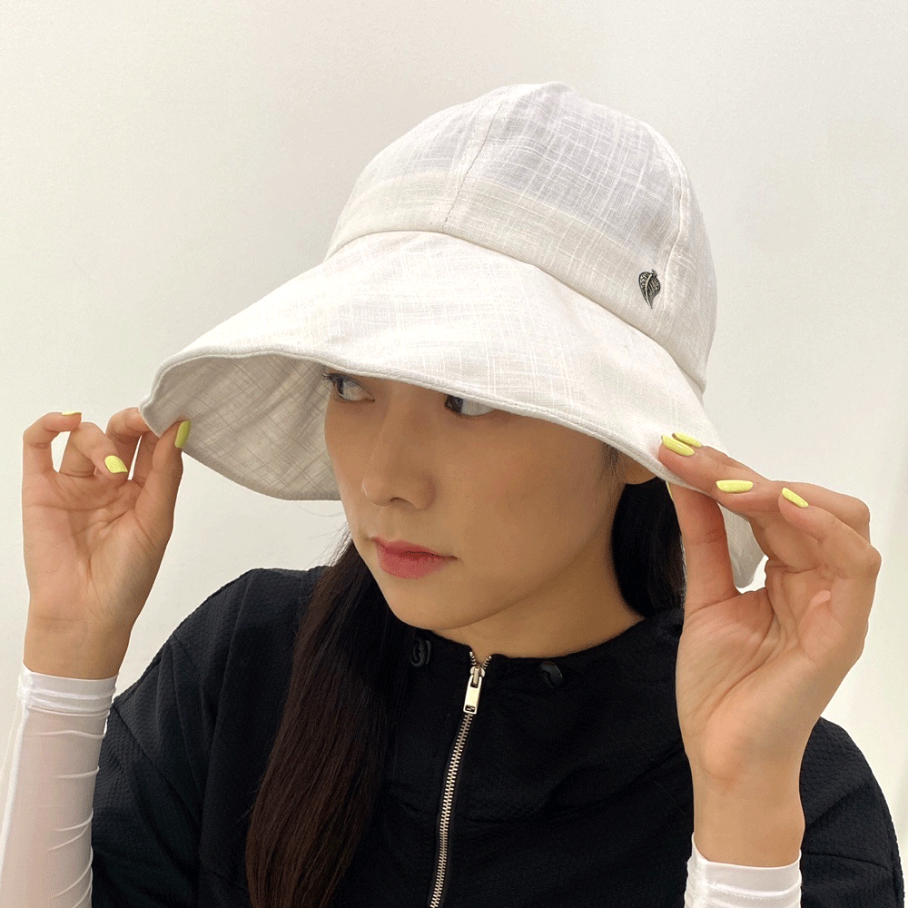 스타니 여성 골프 모자 여름 린넨 와이어 코튼 벙거지 리본 선바이저 썬캡 모자 - 상세 이미지 3