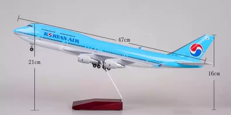 대한항공비행기모형 보잉 B747 여객기 다이캐스트 LED 조명 피규어 항공기 모델 장식품 - 상세 이미지 4