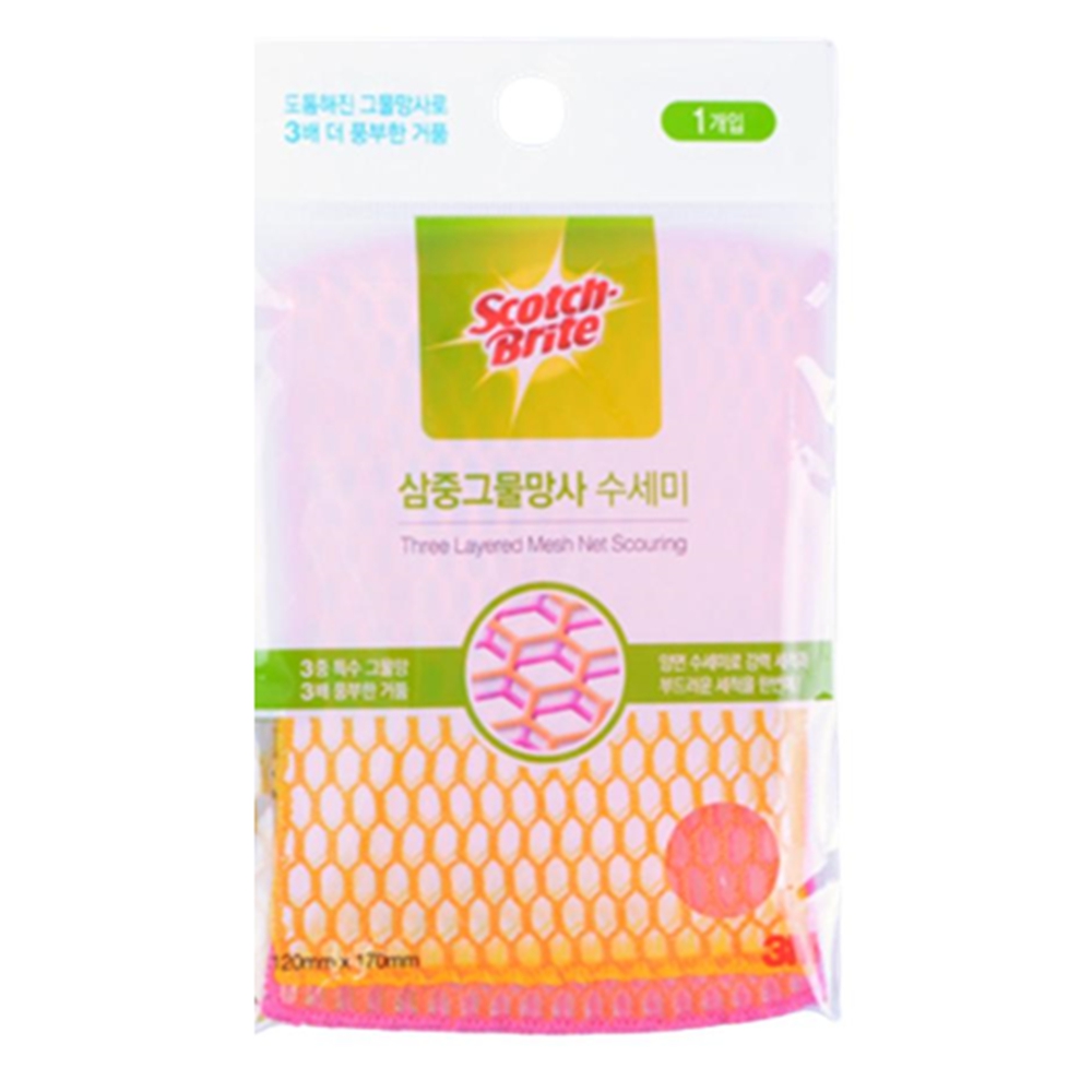 삼중구조 수세미 망사 그물 풍부거품 부드러운세척 1개입, 1개