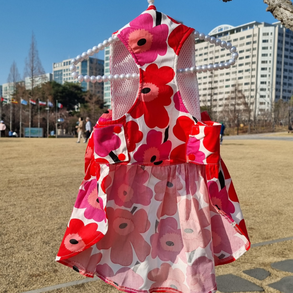 위드레오 대형견 원피스 치마 드레스 대형견옷 중형견옷 레드 XL - 상세 이미지 2