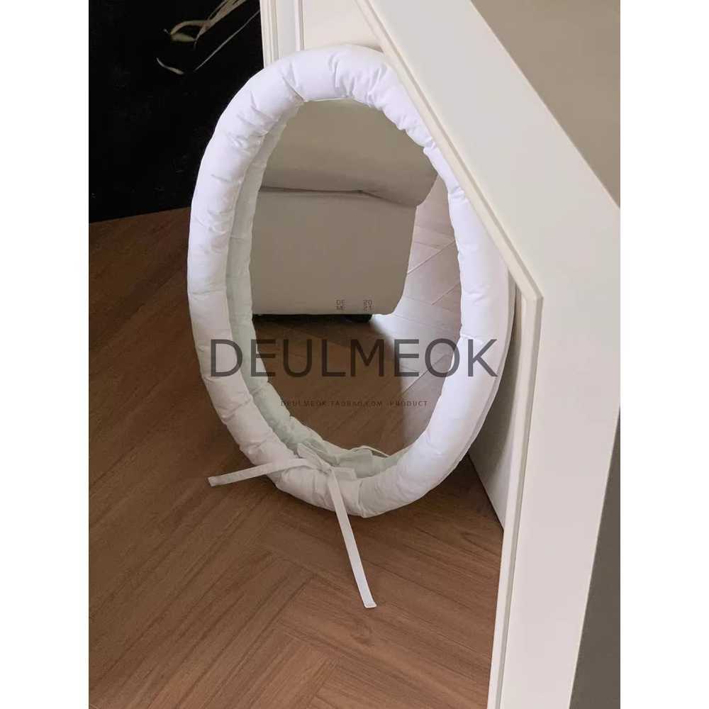 패딩 거울 화장대 미러 카페 쿠션 원형 벽 장식 침실 - 상세 이미지 3