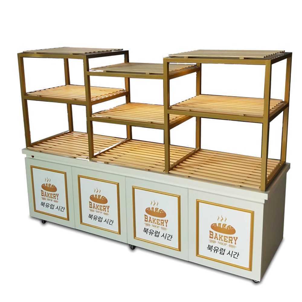 고캠프 빵진열대 진열대 우드 디저트 쿠키 진열장 블랙 150x55x130 - 상세 이미지 2