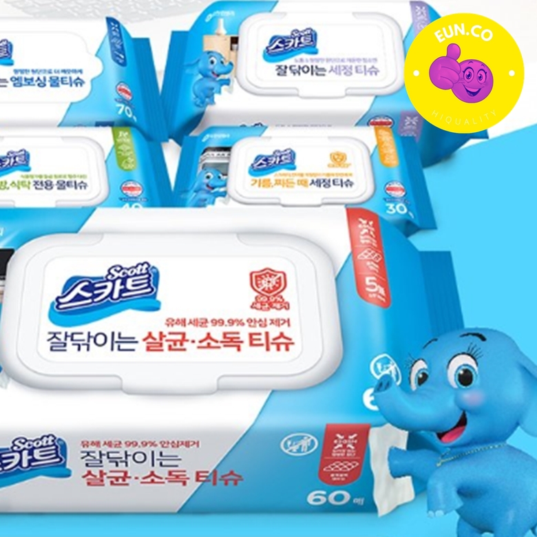 소독 알콜티슈 찌든때 청소용 방역용 60매 - 상품 이미지