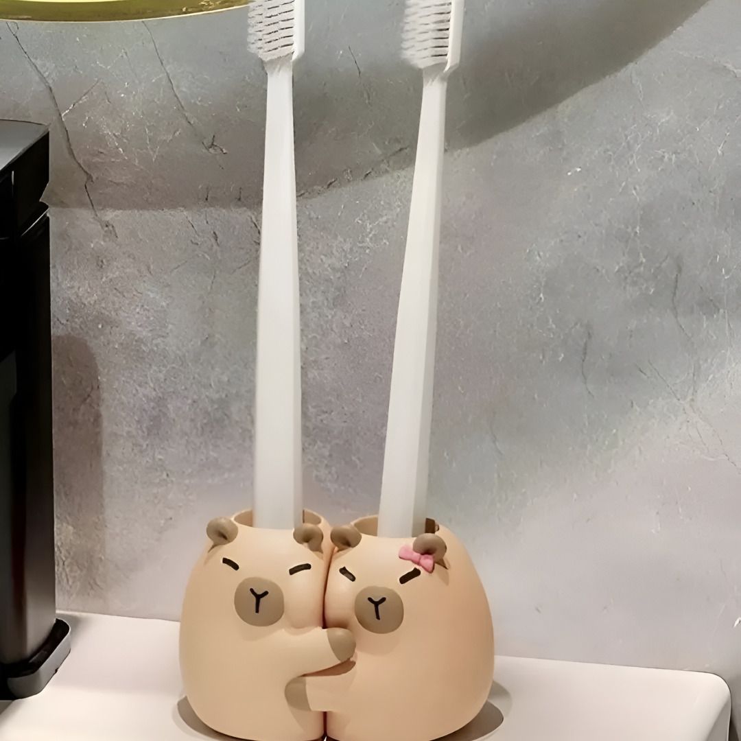 커플 카피바라 칫솔꽂이 칫솔거치대 칫솔 치솔 연필 펜 볼펜 브러쉬 꽂이 통 홀더 걸이 욕실용품정리 - 상세 이미지 2