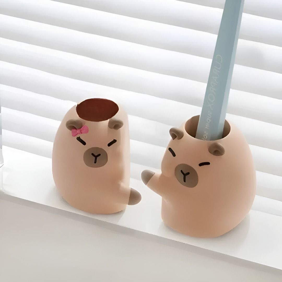 커플 카피바라 칫솔꽂이 칫솔거치대 칫솔 치솔 연필 펜 볼펜 브러쉬 꽂이 통 홀더 걸이 욕실용품정리 - 상세 이미지 4