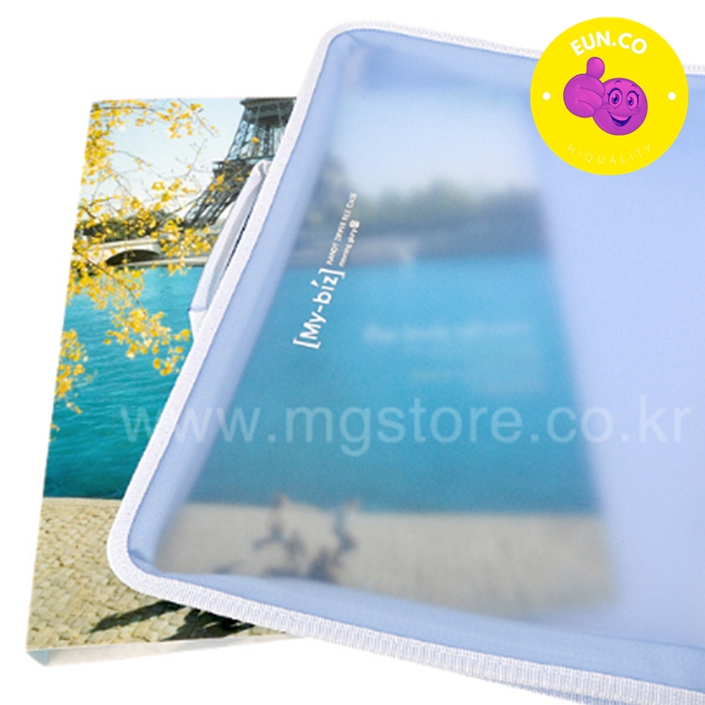 손잡이 지퍼화일 a4 클리어 케이스 파일첩 모의고사가방 서류보관 파스텔컬러