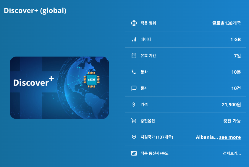 글로벌137개국 이심 eSIM 데이터+전화+문자 | 일본 대만 홍콩 태국 베트남 싱가포르 말레이시아 인도네시아 필리핀 중국 캄보디아 프랑스 이탈리아 스페인 영국 독일 스위스 이심통
