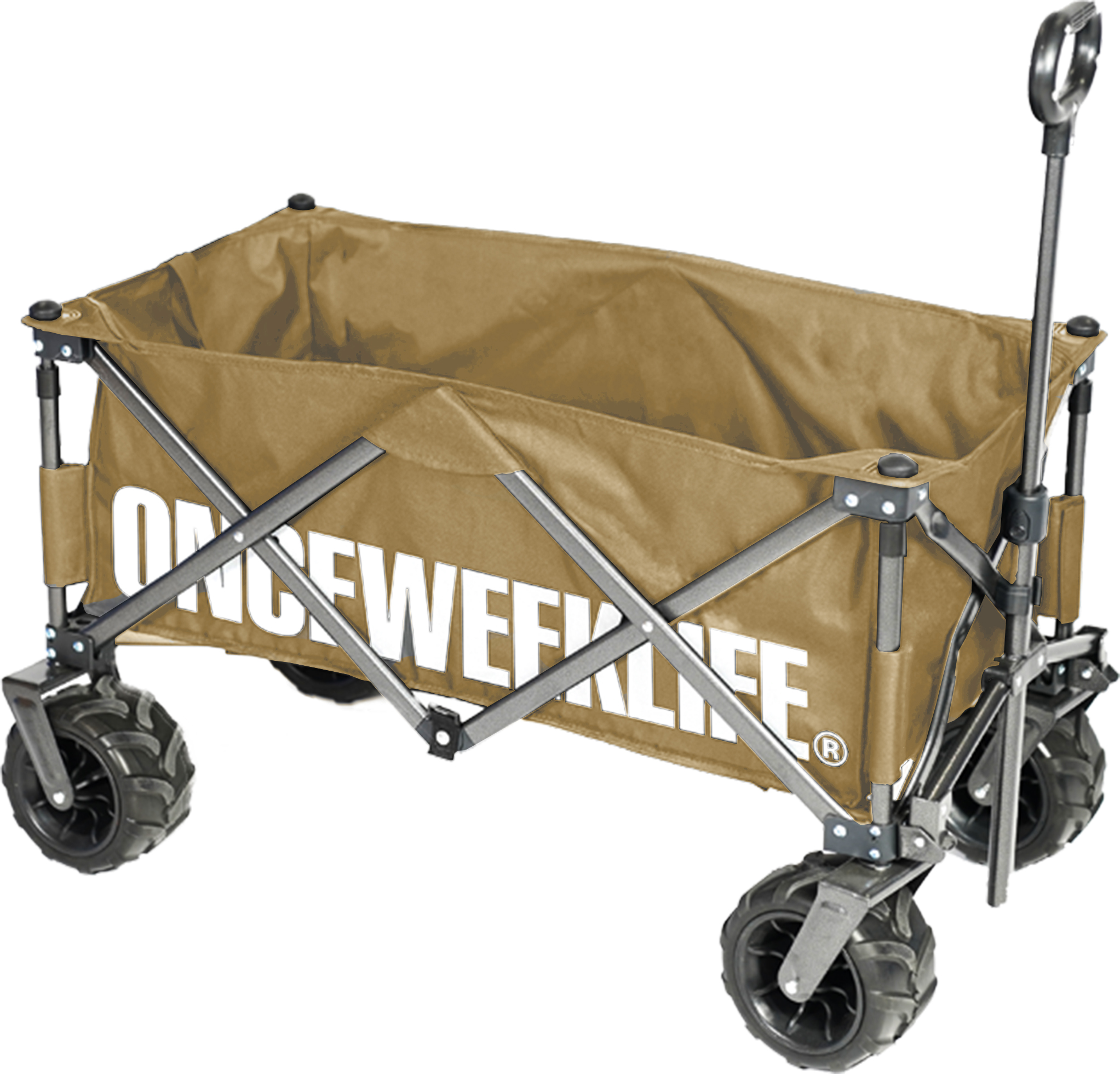 원스위크라이프 대형 캠핑 웨건 접이식 카트 브라운