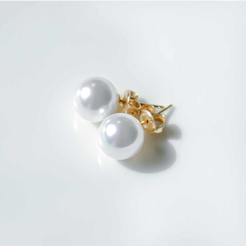 심플 5mm 8mm 10mm 14K 금 스와로브스키 진주귀걸이 - 상세 이미지 2