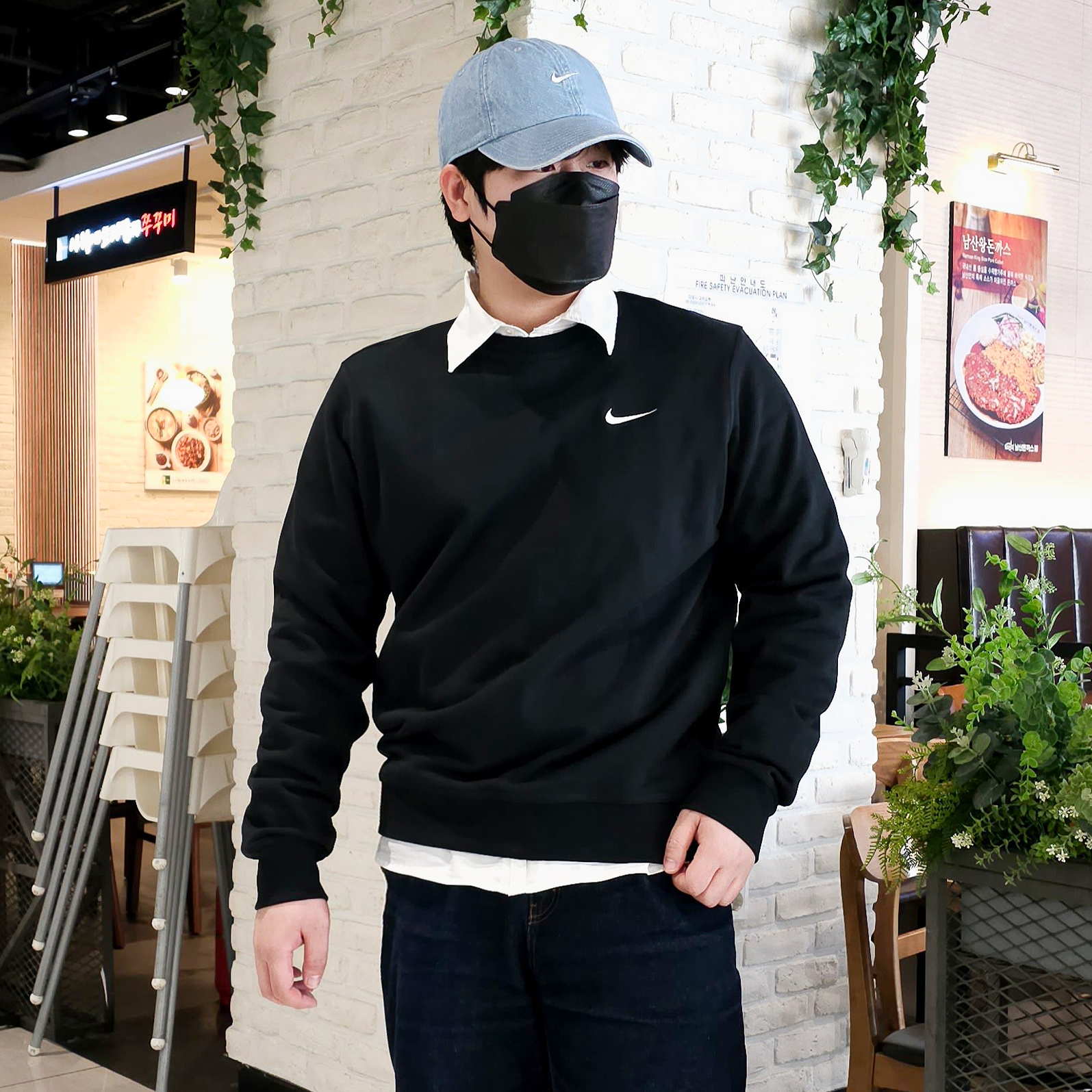 나이키 맨투맨 프렌치테리 남녀공용 긴팔 티셔츠 커플티 637903블랙, 2XL - 상세 이미지 2