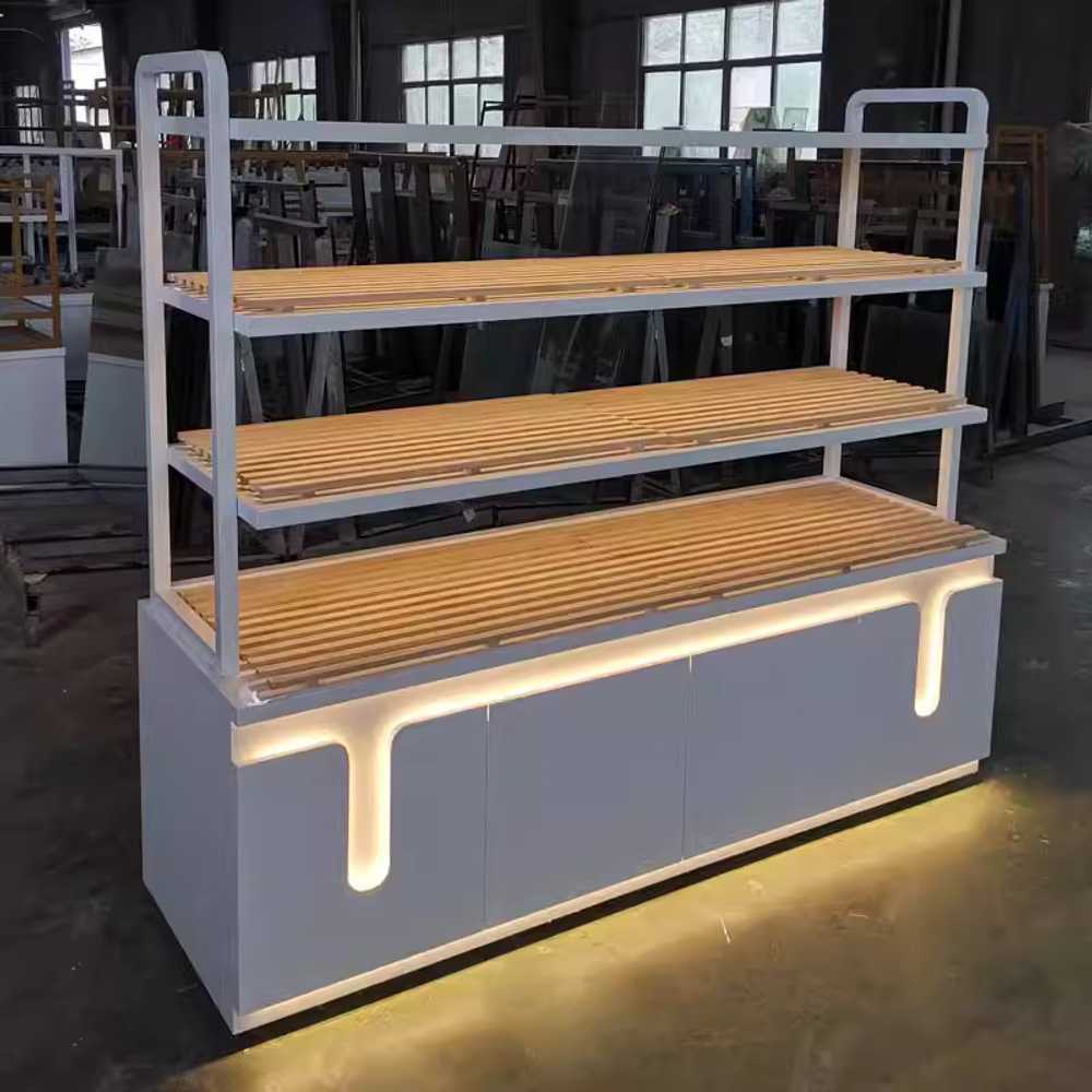 고캠프 빵진열대 진열대 우드 디저트 쿠키 진열장 블랙 150x55x130 - 상세 이미지 3