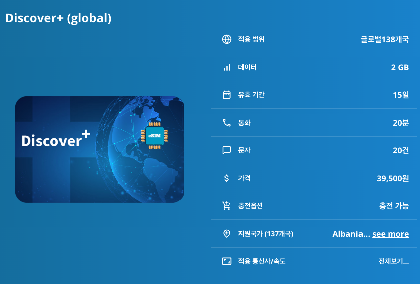 글로벌137개국 이심 eSIM 데이터+전화+문자 | 일본 대만 홍콩 태국 베트남 싱가포르 말레이시아 인도네시아 필리핀 중국 캄보디아 프랑스 이탈리아 스페인 영국 독일 스위스 이심통