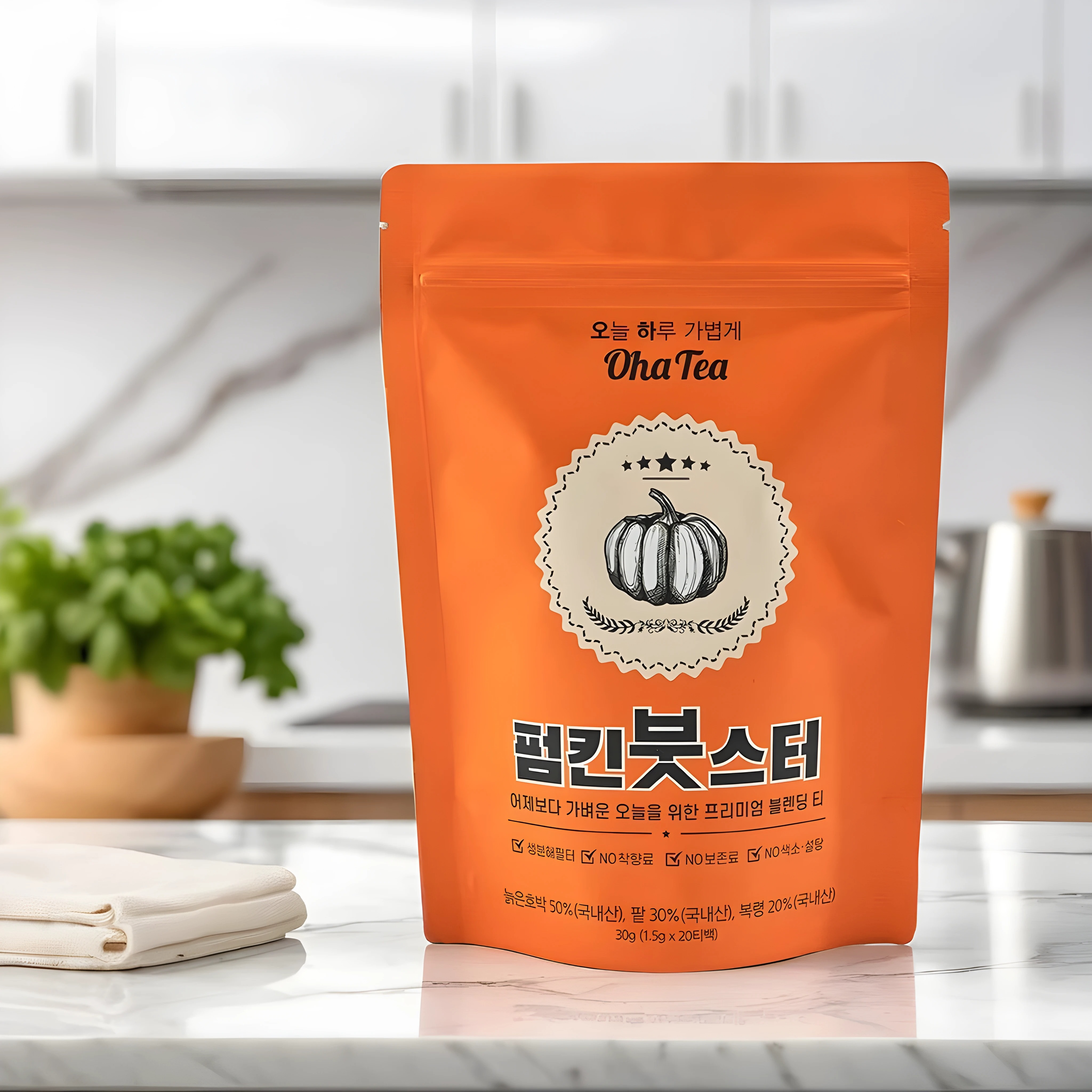 프리미엄 펌킨붓스터 물 붓기 팥 복령 호박 빠지는차 빼는차 국내산 생분해필터 - 상품 이미지