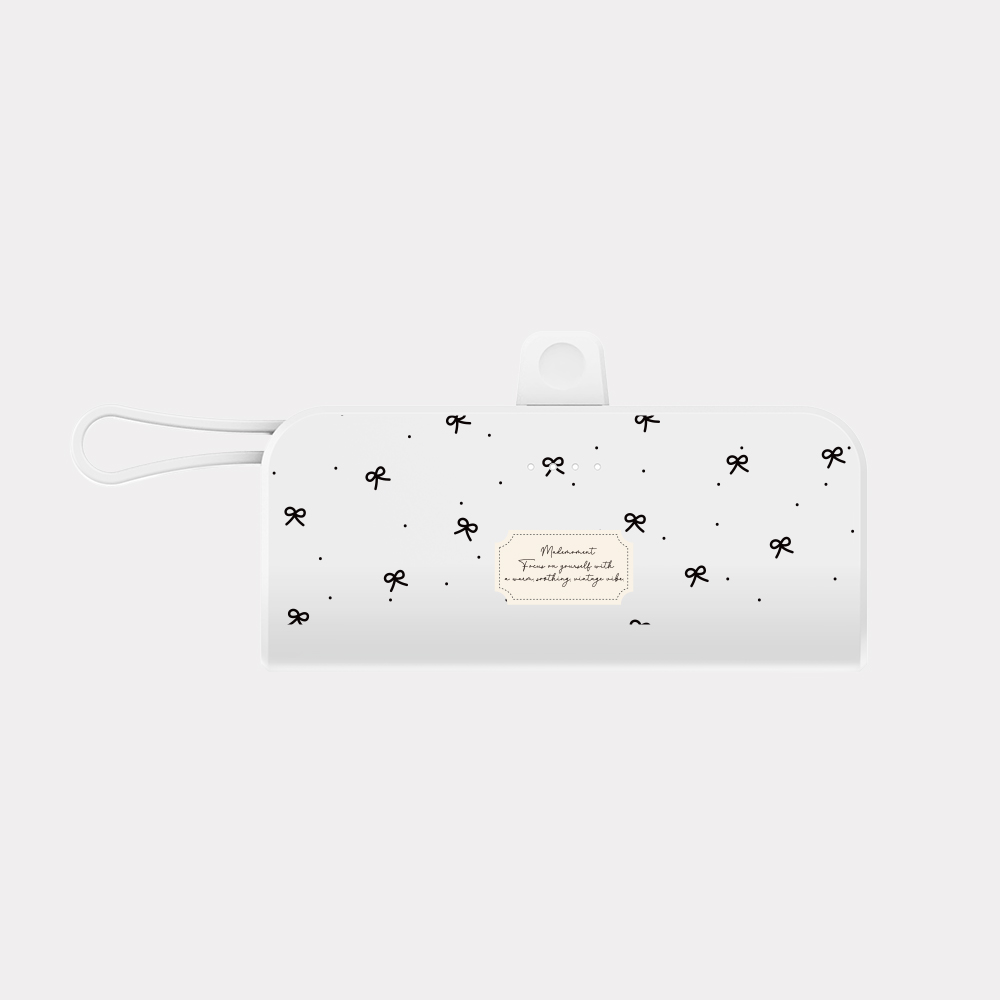 black small ribbon pattern 도킹형 보조배터리 아이폰 갤럭시 미니 5000mAh