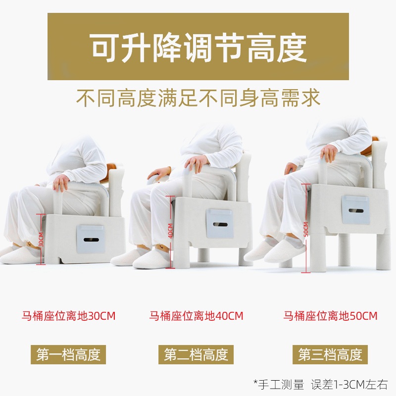 간이 변기의자 이동식 미니 화장실 환자용 휴대용 간병 회색 실내장식 - 상세 이미지 4