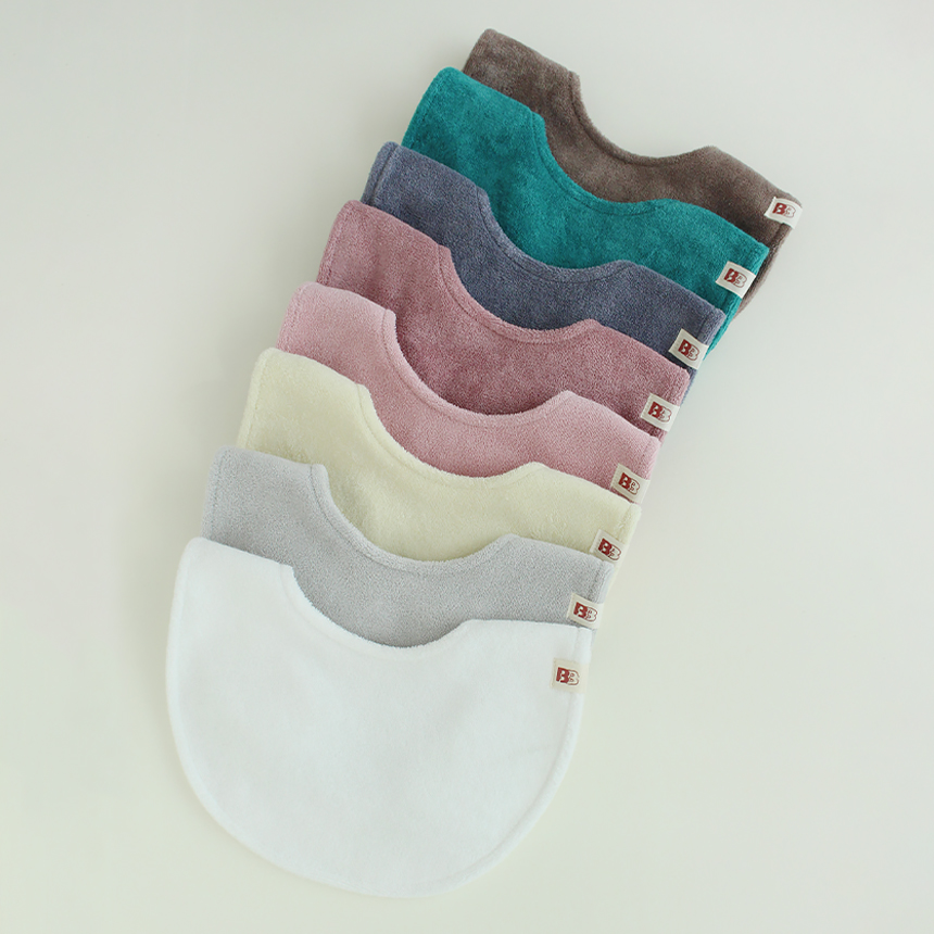 바니블라썸 턱받이 아기 소프트테리 테리빕 무형광 부드러운 유아 턱받이 두겹 화이트