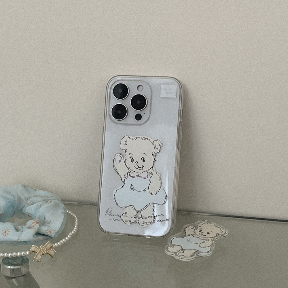 adorable bear 아이폰 16pro 케이스 클리어 투명 젤리 - 상세 이미지 4