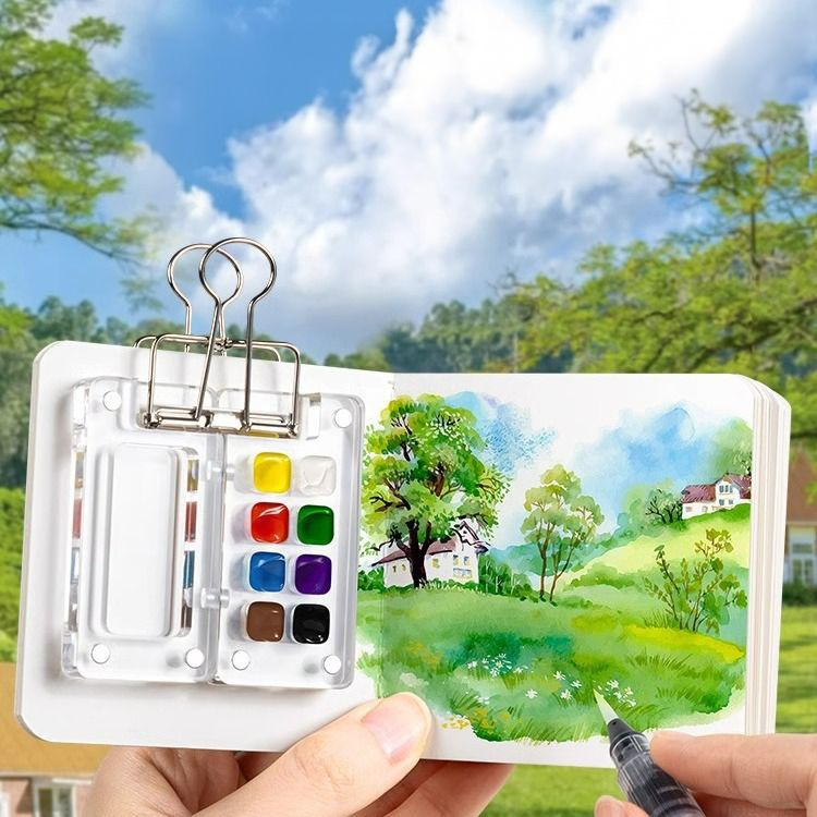 휴대용 미니 파레트 그림 그리기 미술 용품 아크릴 물감 팔레트 나무 파렛트 드로잉 스케치 - 상세 이미지 2