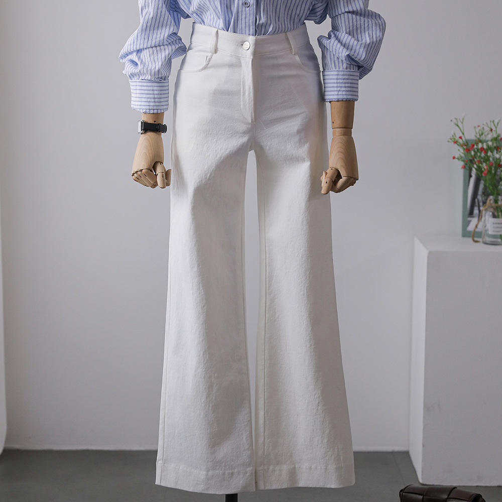 무빈 코튼 쫀쫀 스판 히든밴딩 스트레이트 일자핏 팬츠 - 상품 이미지