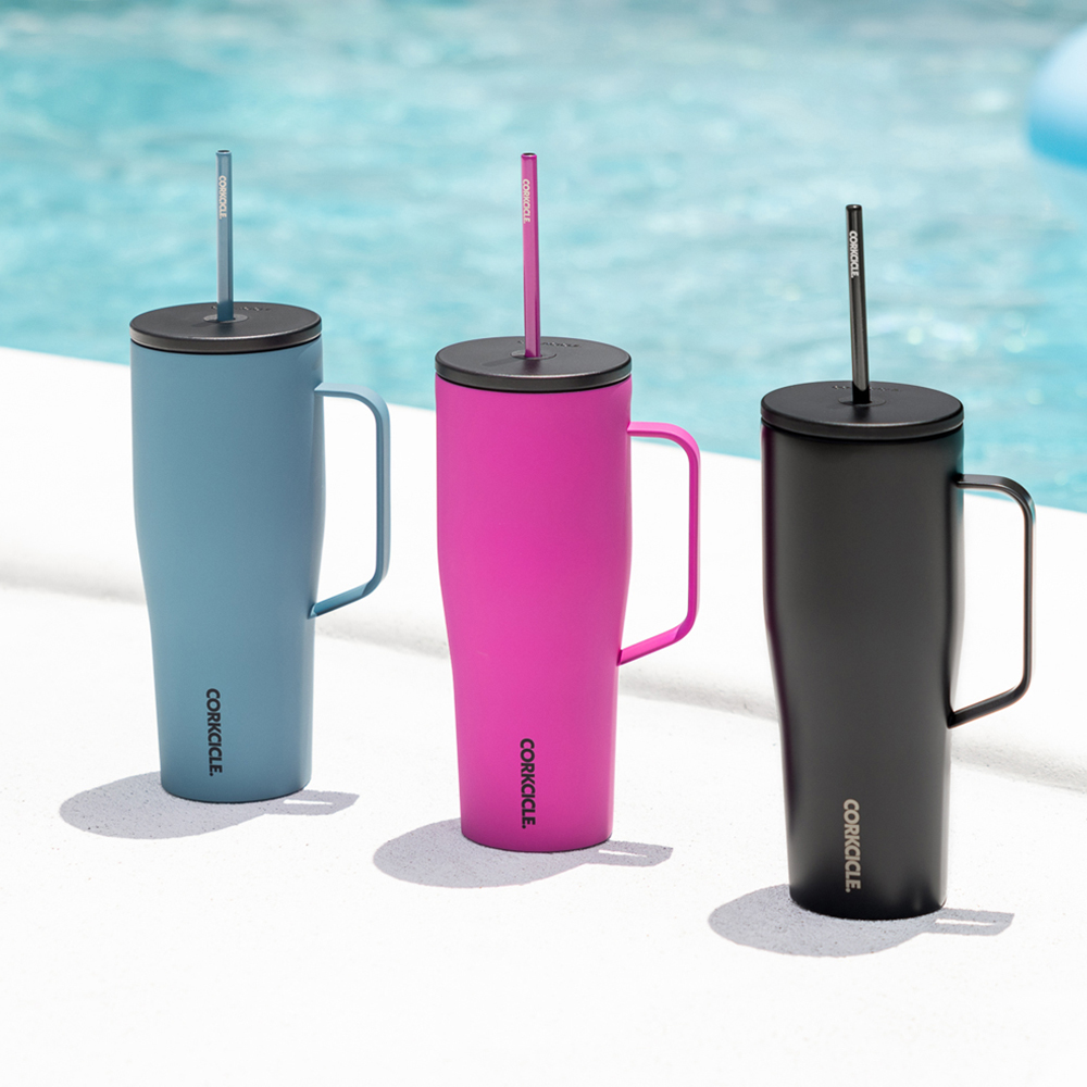 콕시클 콜드컵 XL 텀블러 대용량 손잡이 빨대 스텐 진공 보온 보냉 890ml, 파우더퍼프 - 상세 이미지 3