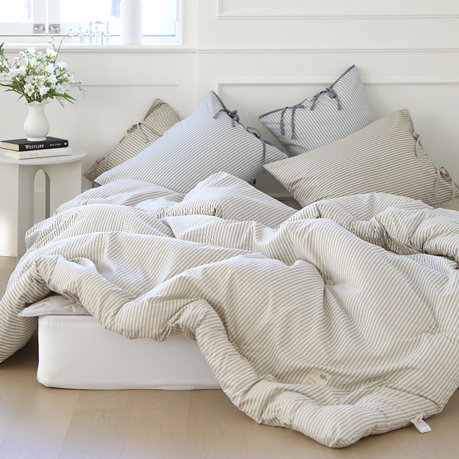 사계절이불 시티팝 양면 스트라이프 옥수수솜 이음선없는 차렵이불 슈퍼싱글