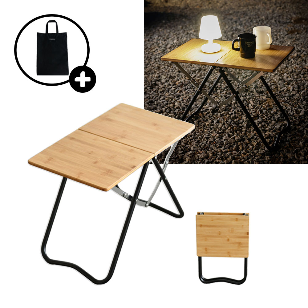 BP 캠핑 마이 테이블 사이드 우드 뱀부 접이식 원액션 미니 경량