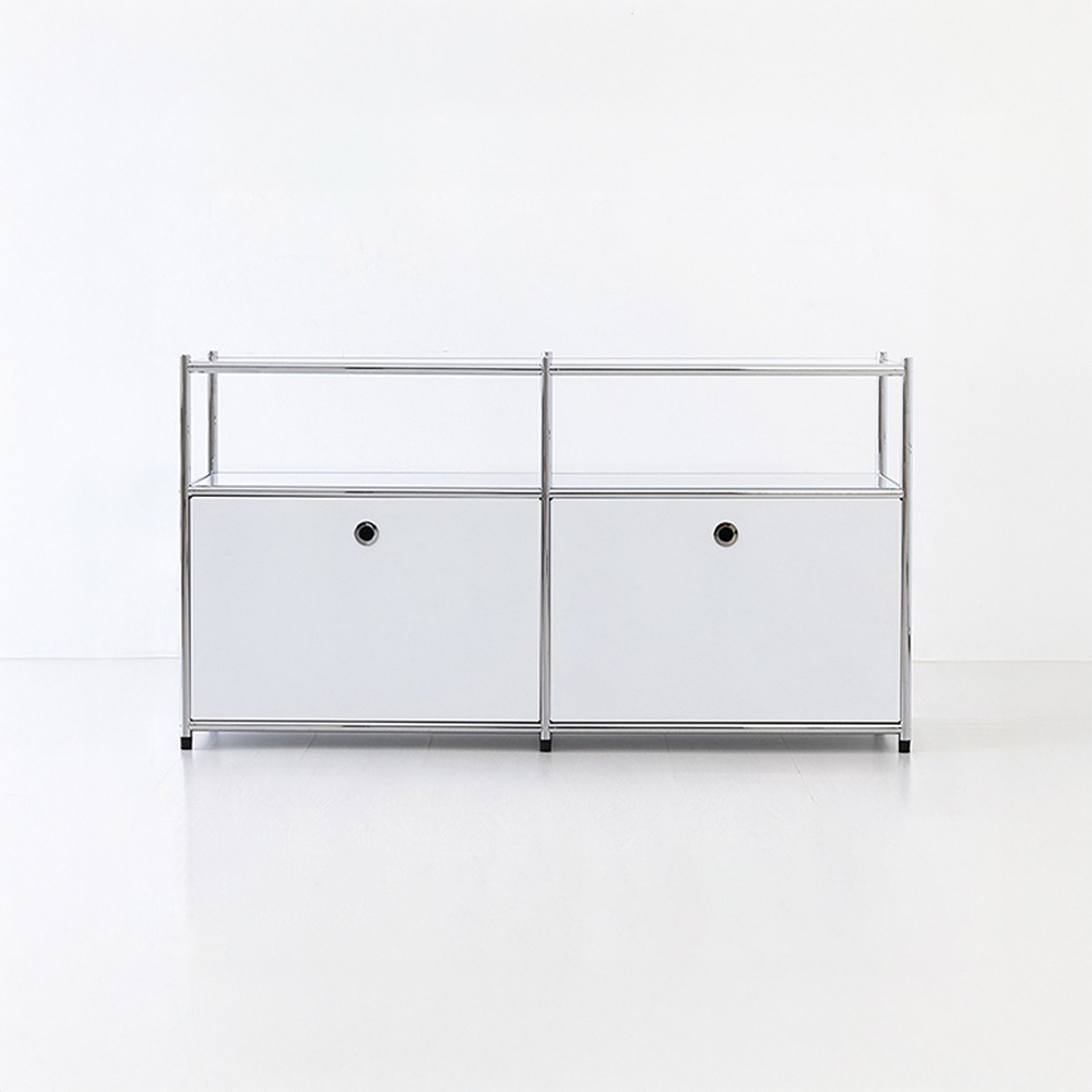 심플리 2x2 수납장 2문 BC607 1180mmx400mmx640mm, 2단, 퓨어화이트 7944.2141 - 메인 이미지