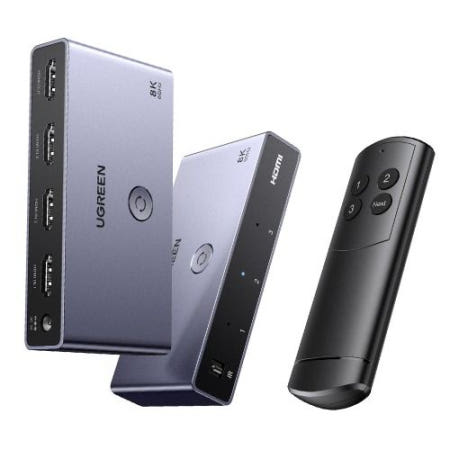 HDMI 2.1 유그린 모니터 선택기 3:1 8K60hz 리모컨 포함 U-15604 8K 60Hz