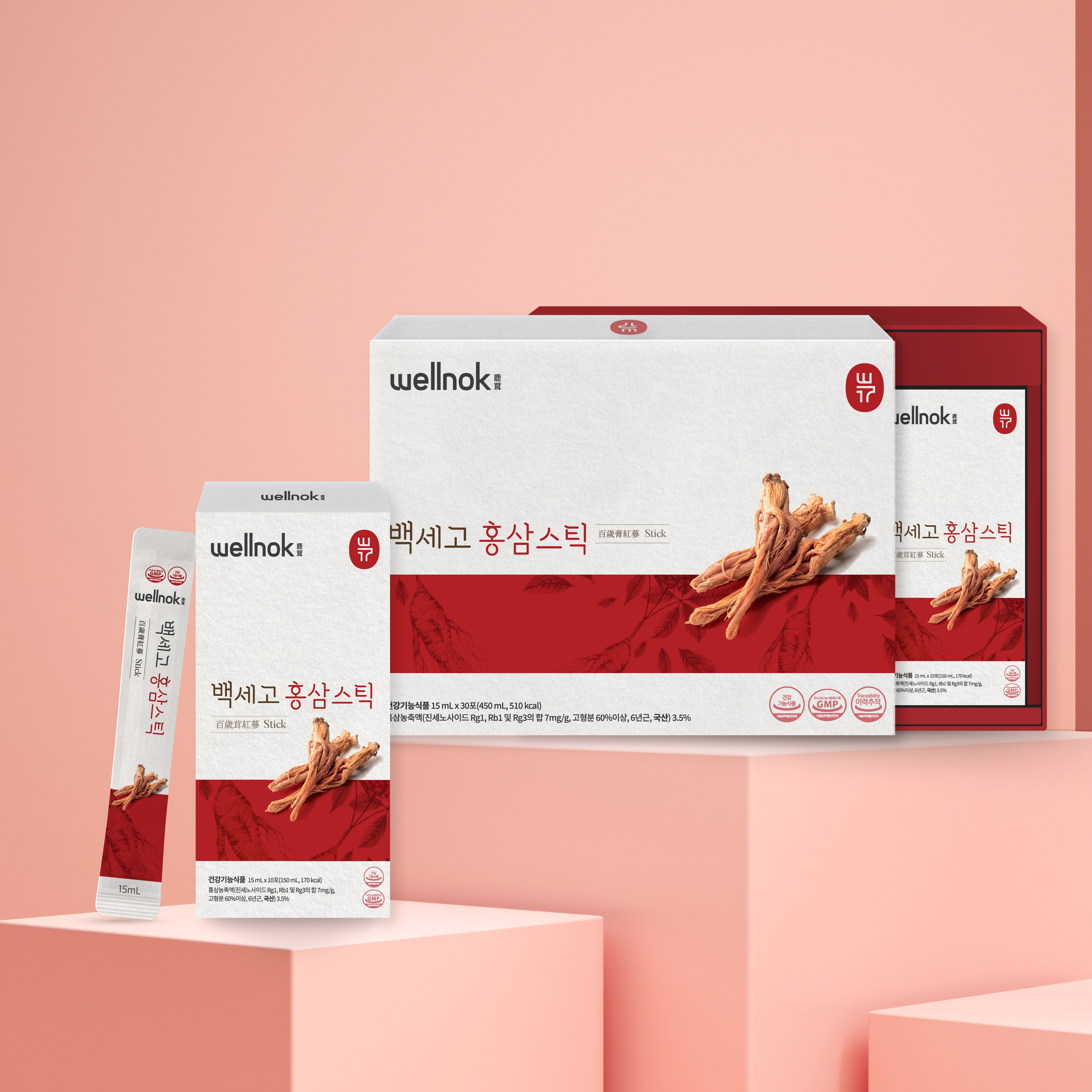 전병태 웰녹 백세고 녹용 홍삼 스틱 진액 녹용 즙 프리미엄 30포 15g, 30개