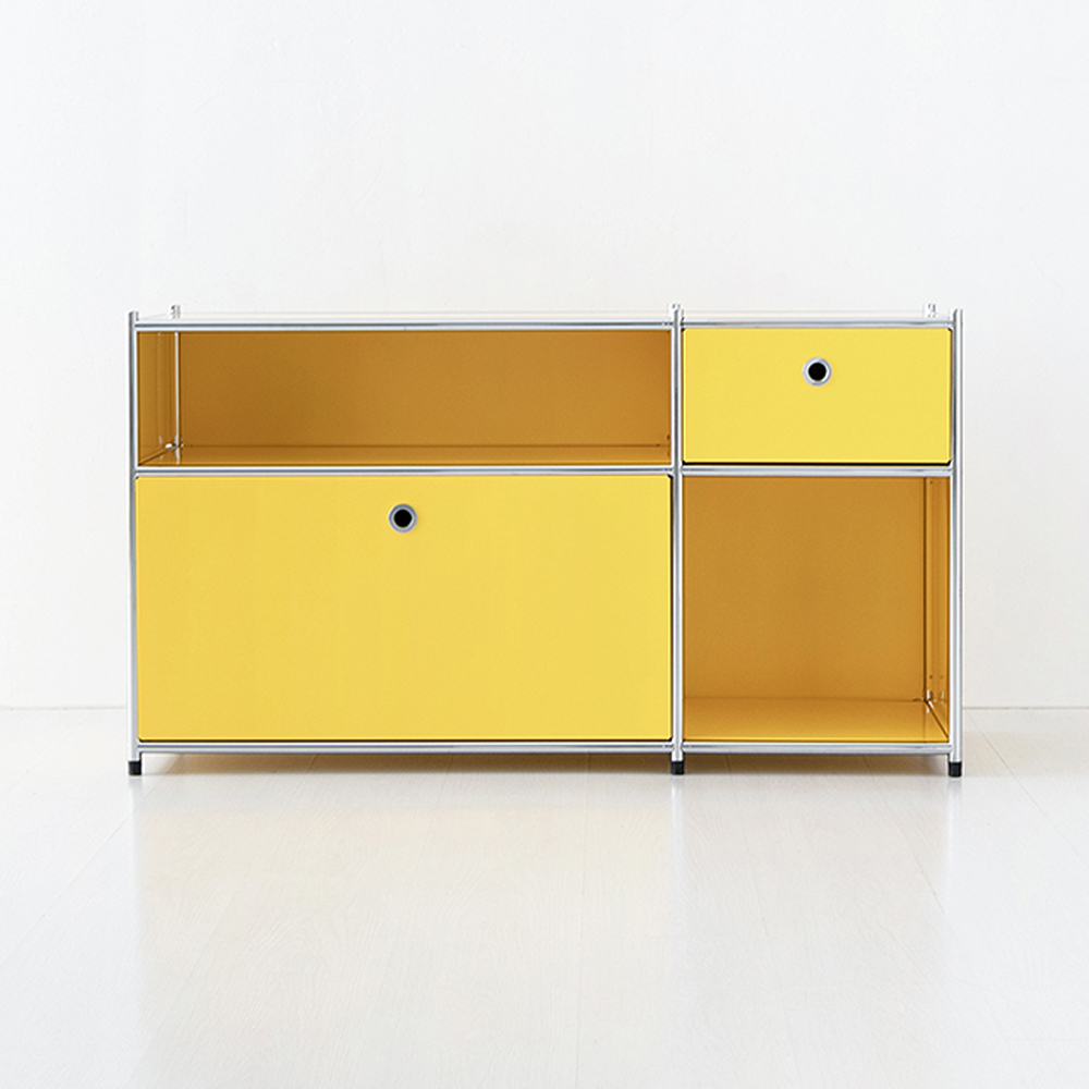 심플리 2x2 수납장 2문 BC615 1168mmx400mmx640mm, 2단, 소프트옐로우 3149.2816 - 상품 이미지