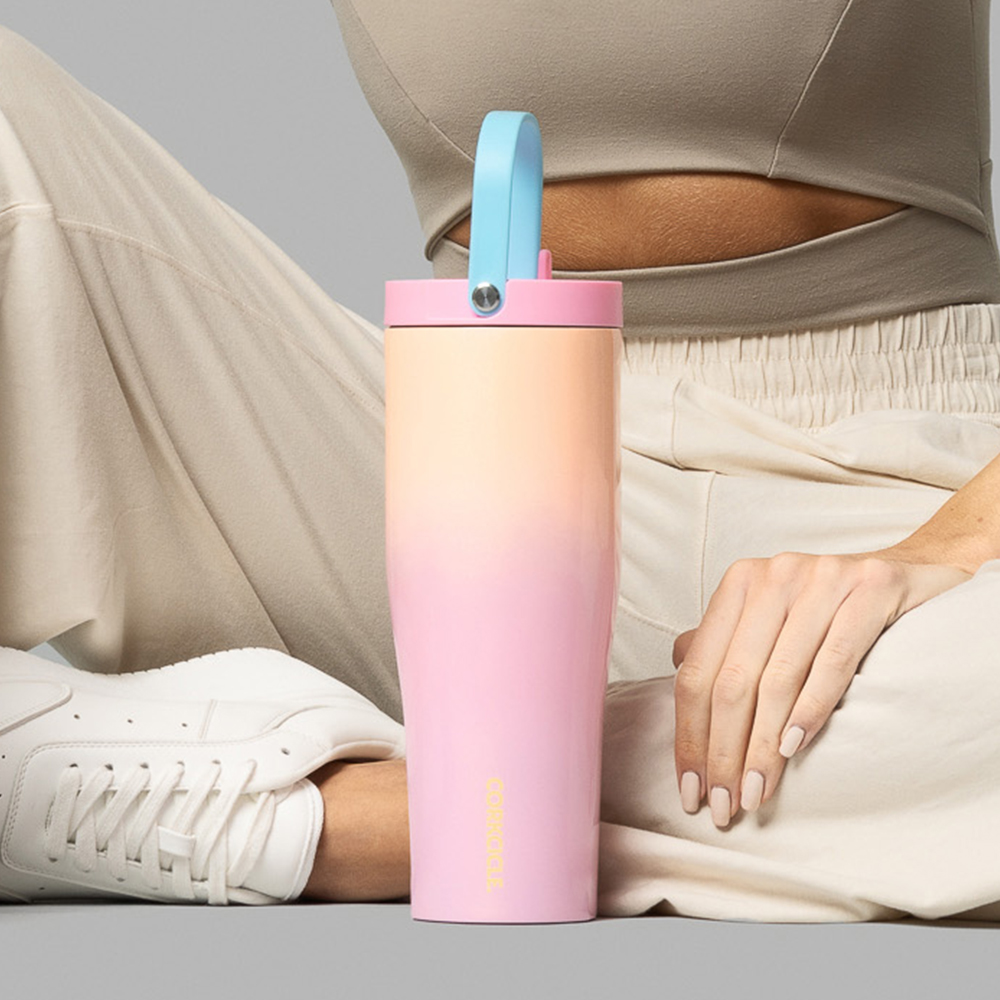콕시클 고컵 XL 텀블러 대용량 밀폐 손잡이 빨대 스텐 진공 보온 보냉 890ml, 월넛우드 - 상세 이미지 4