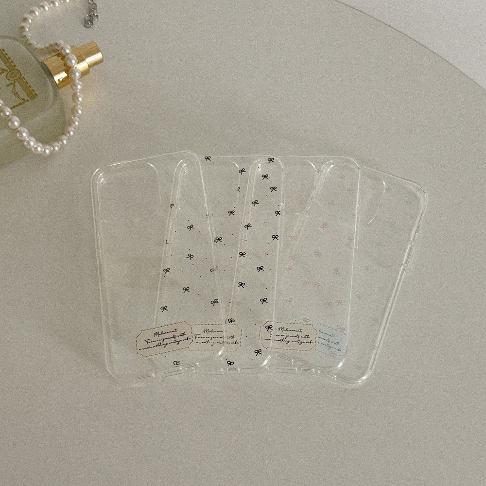 small ribbon pattern 아이폰 16pro 케이스 클리어 투명 젤리 - 상세 이미지 4