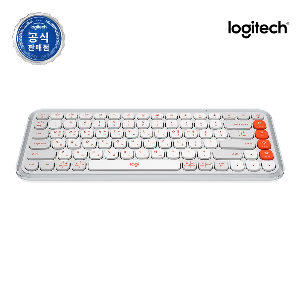 [수신기 미포함] 로지텍코리아 공식 POP ICON Keys 블루투스 무선 키보드 오프화이트, 팬터그래프(Pantograph) 제품 이미지
