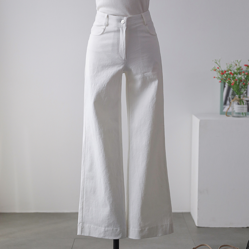 무빈 코튼 쫀쫀 스판 히든밴딩 스트레이트 일자핏 팬츠 - 상세 이미지 2