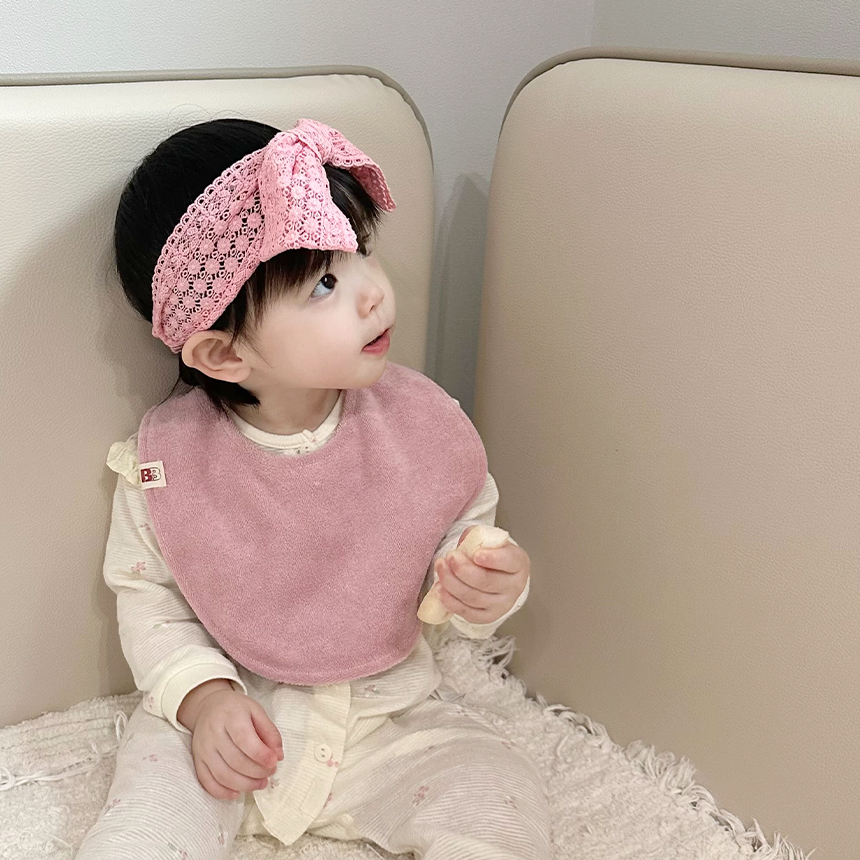 바니블라썸 턱받이 아기 소프트테리 테리빕 무형광 부드러운 유아 턱받이 두겹 화이트