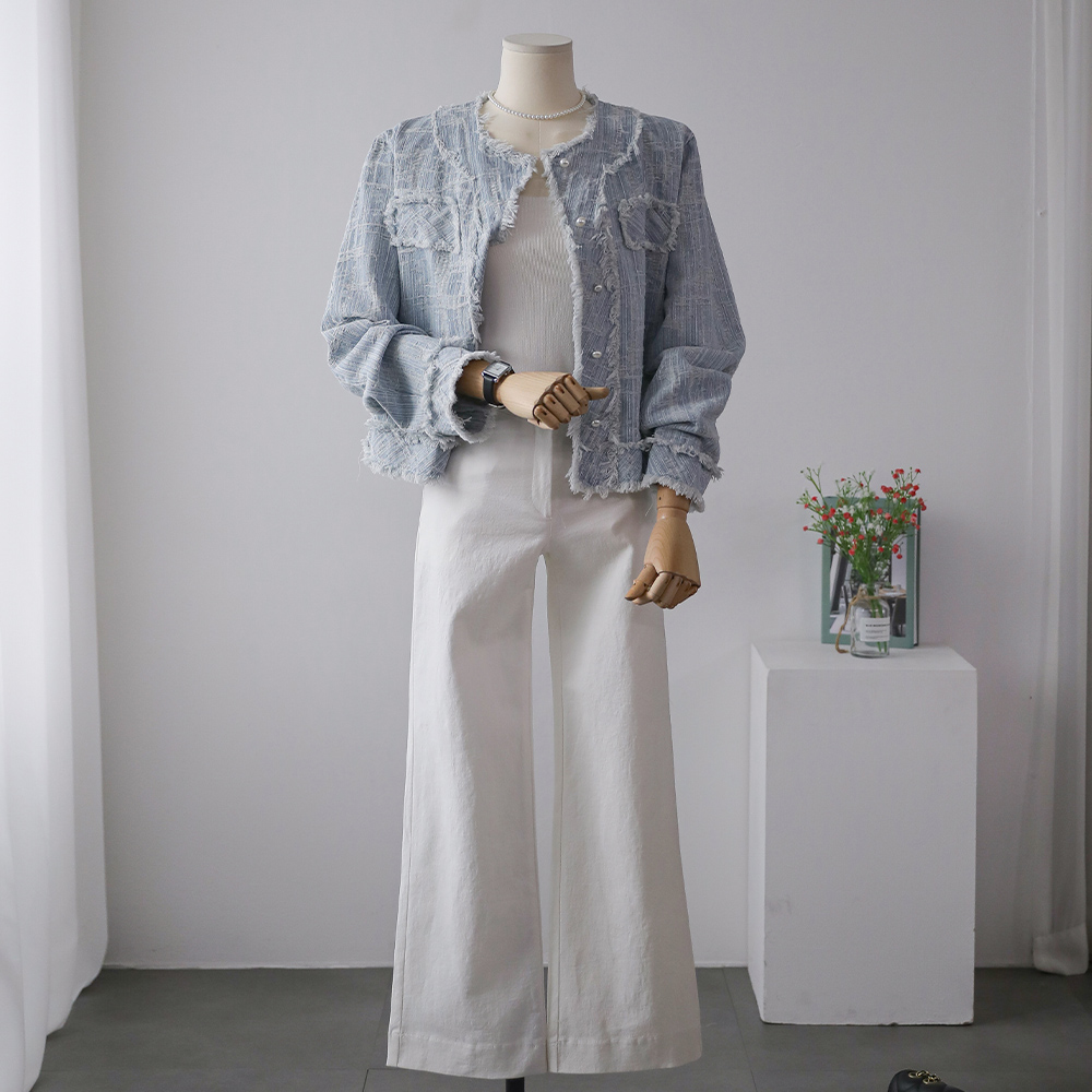 무빈 코튼 쫀쫀 스판 히든밴딩 스트레이트 일자핏 팬츠 - 상세 이미지 3