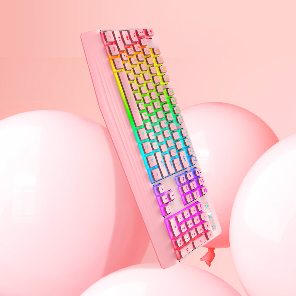 가츠 X104 푸딩 PBT 키캡 RGB 핑크 보글보글 멤브레인 독거미 저소음 키보드 - 상세 이미지 3