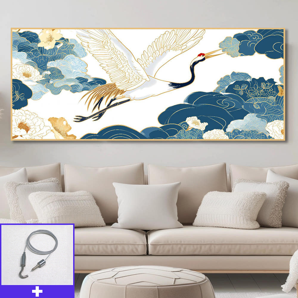 황금학의 비상 150x60cm 무광화이트 알루미늄 액자 학그림 - 메인 이미지