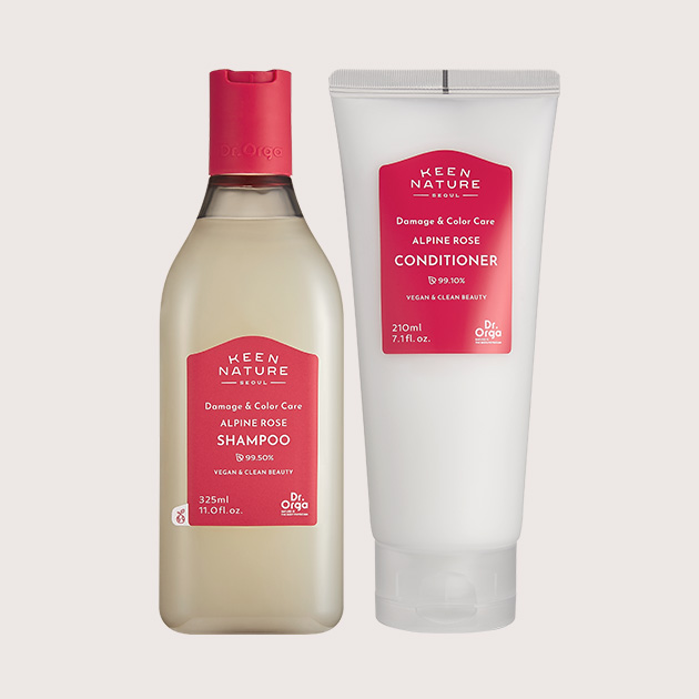 닥터올가 알파인 로즈 극손상 헤어케어 2종세트 (약산성 앰플 샴푸 325ml +  무실리콘 단백질 헤어 컨디셔너 210ml) - 상품 이미지