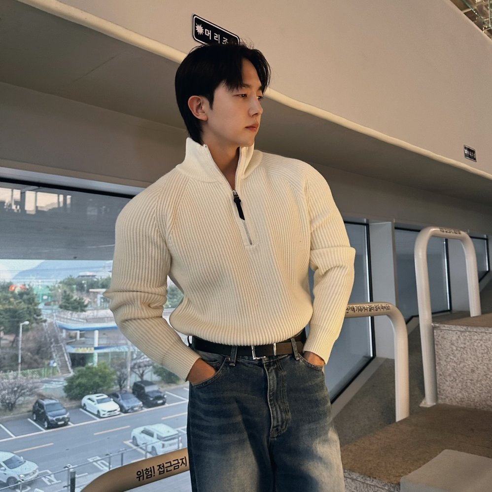 반집업니트 머슬핏니트 남자집업 - 상세 이미지 3