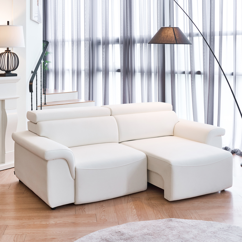 폴로까사 로한 비건 레더 슬라이딩 모션 무빙 리클라이너 3인 가죽 소파