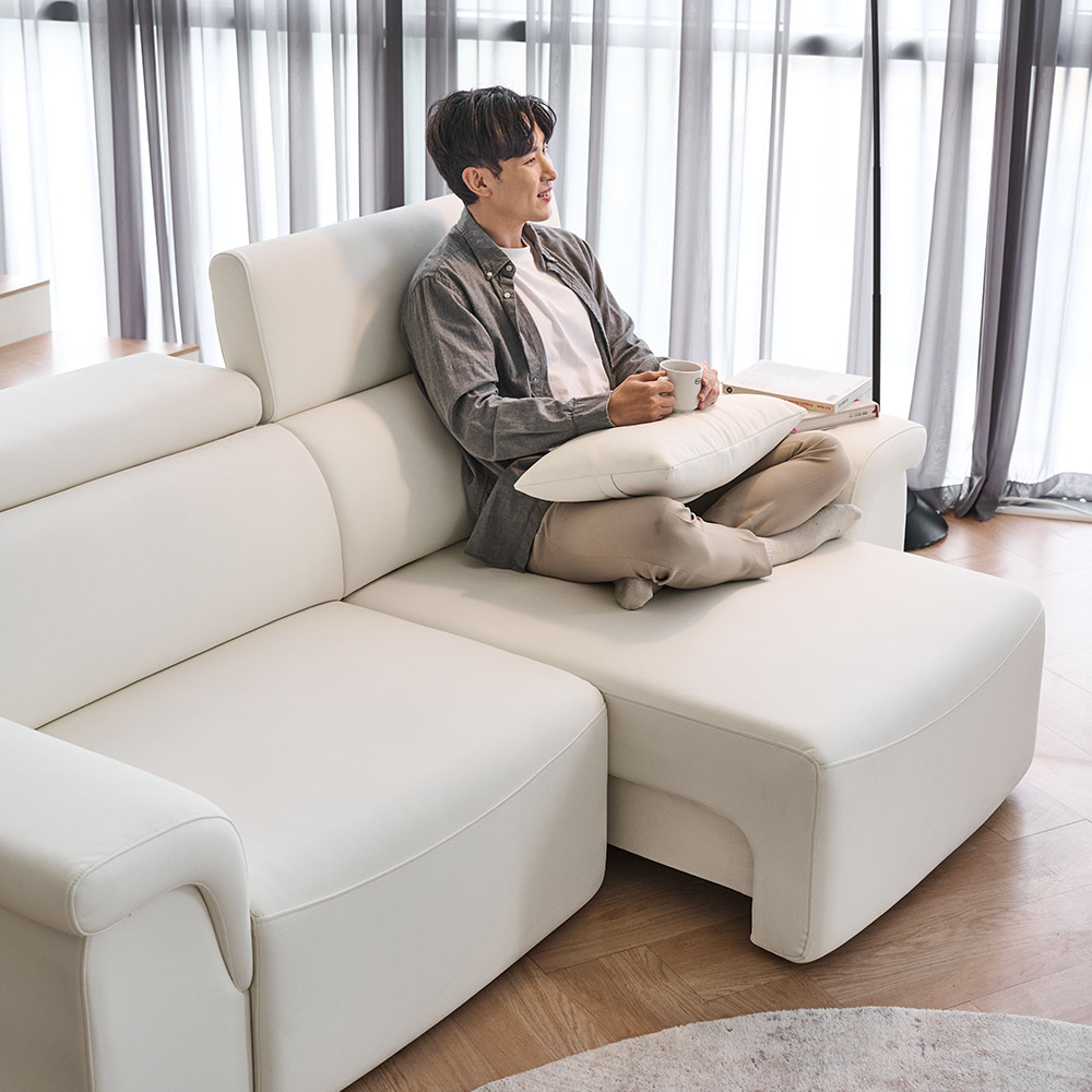 폴로까사 로한 비건 레더 슬라이딩 모션 무빙 리클라이너 3인 가죽 소파