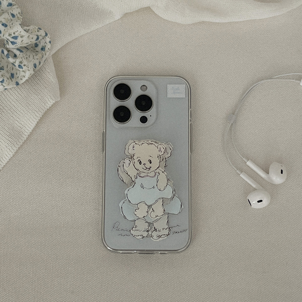 adorable bear 아이폰 16pro 케이스 클리어 투명 젤리 - 상세 이미지 2